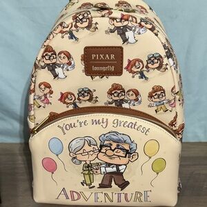 Loungefly Pixar Adventure Kids Backpack - Cream and Brown